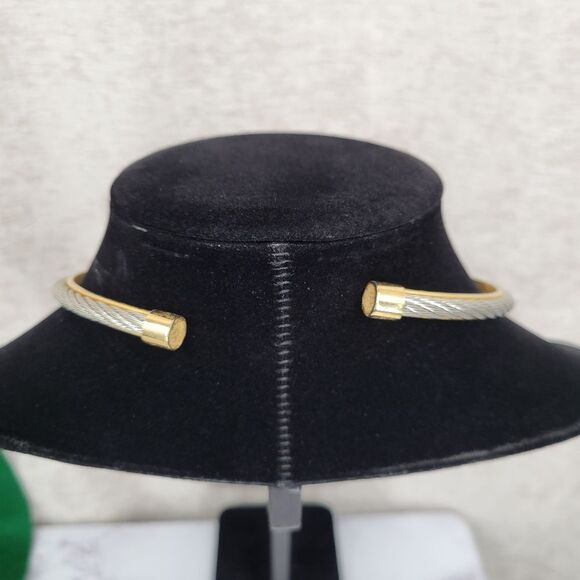 Vintage Two Tone Gold and Silver Choker Necklace - Picture 3 of 15